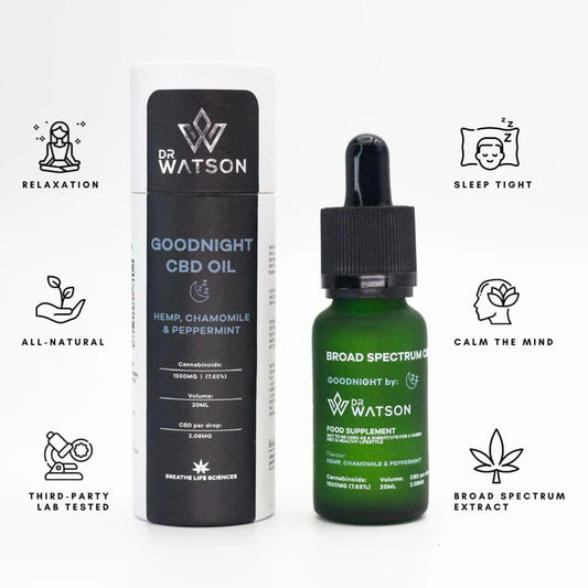 Dr Watson 1500mg Broad-Spectrum Goodnight CBD Oil, 20ml